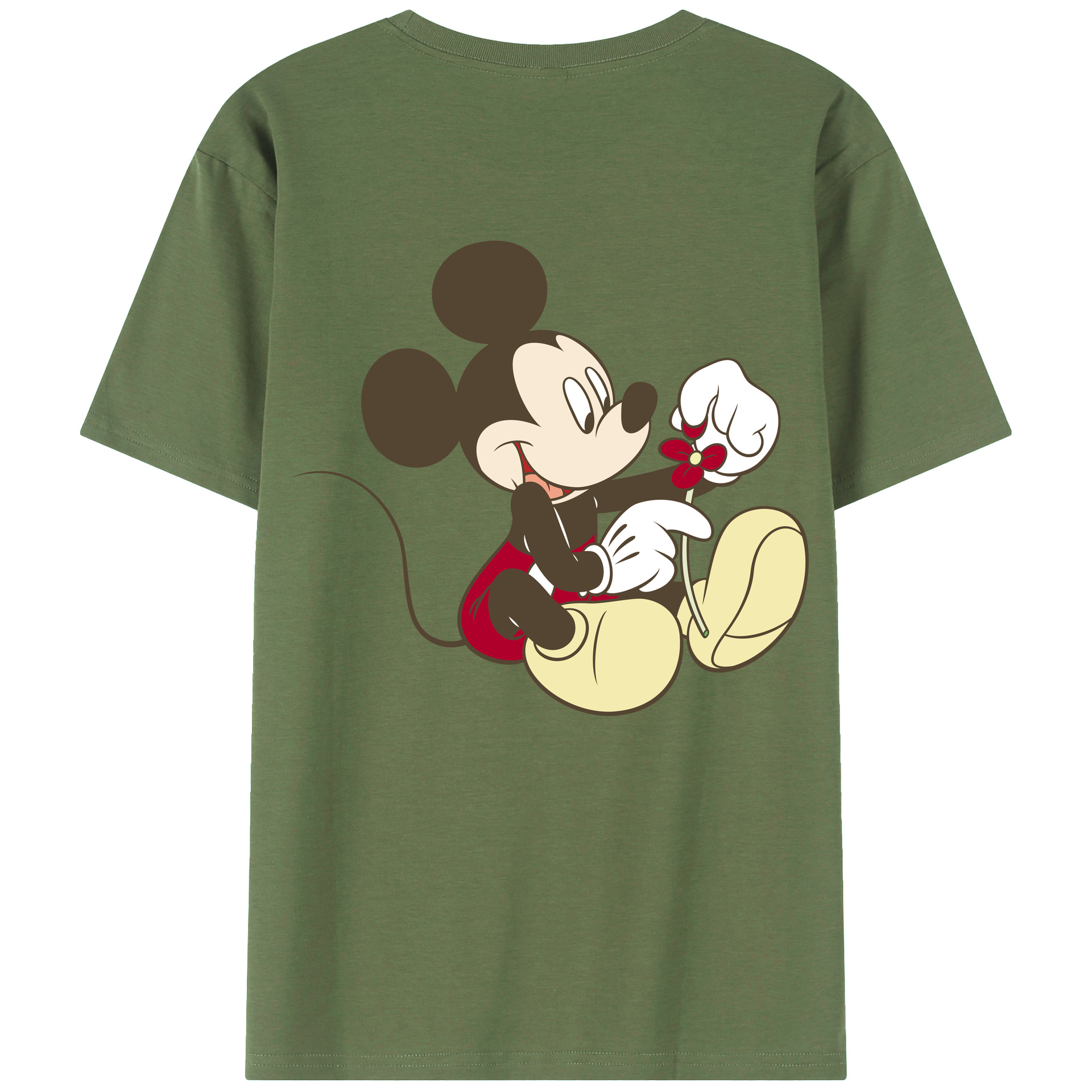 ミッキーマウス Mickey Mouse 綿100％ メンズ半袖Tシャツ（バックプリント） 通気性